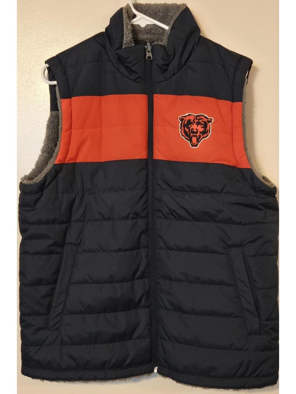 Chicago Bears NFL Team Apparel Puffer Vest Reversibe Football Fleece G-III Med M